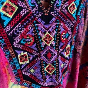 Embroidered Multicolor Blouse Aztec embroidered tunic blouse, XL